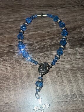 Blue and Gray Crystal Rosary bracelets